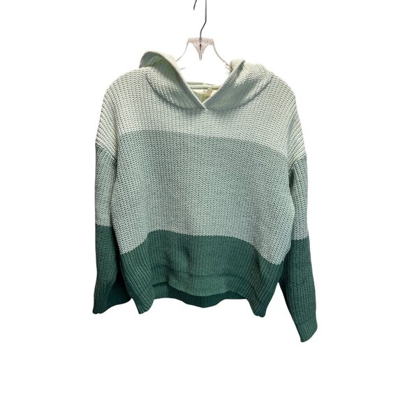 Bixby Nomad Womens Hooded Knit Sweater XL Green Gradient Stripes Lightweight & C - Picture 1 of 5